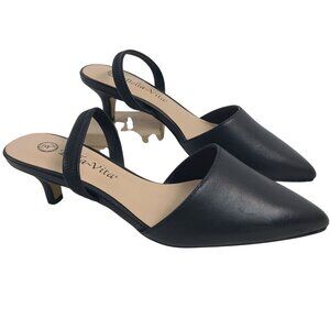 NEW Bella Vita Sarah Black Leather Slingback Kitten Heel Shoes Size 6.5 M